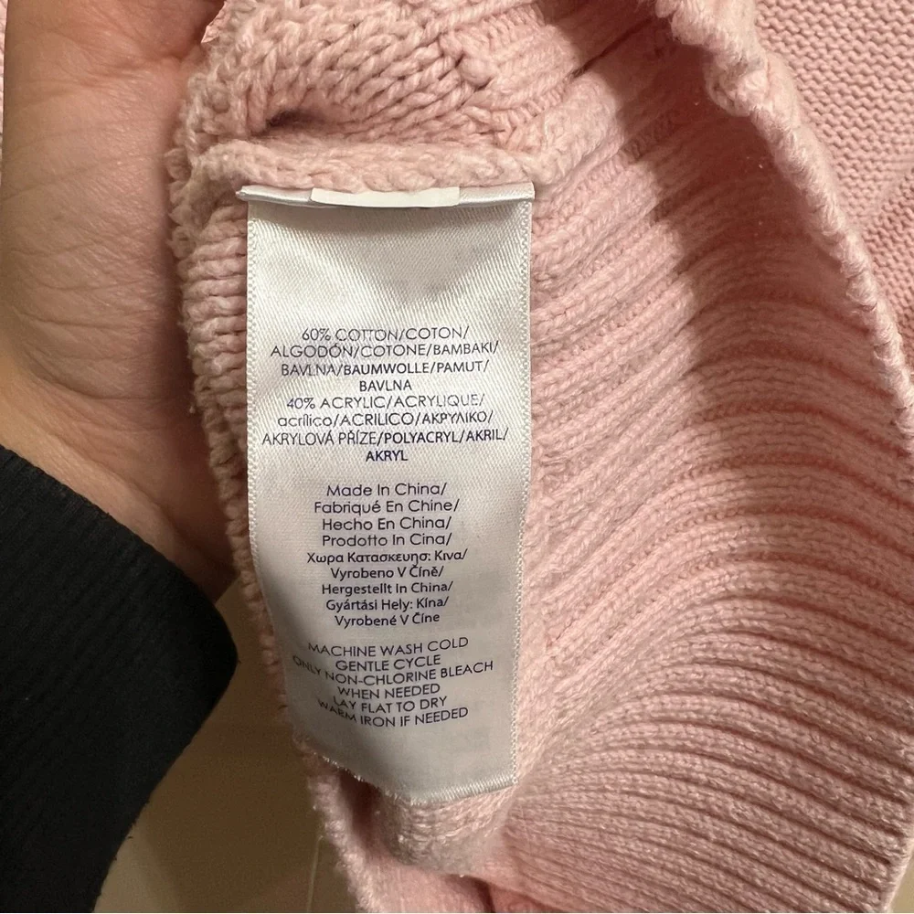 Chaps Light Pink Cable Knit Boat Neck Cotton Sweater Size Small
